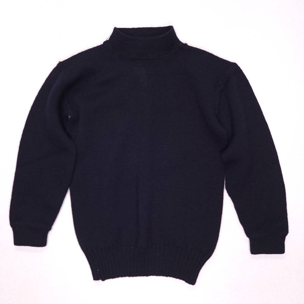 Vintage US Navy Wool Mock Neck Sweater Navy Blue Military Issue Knit 0584